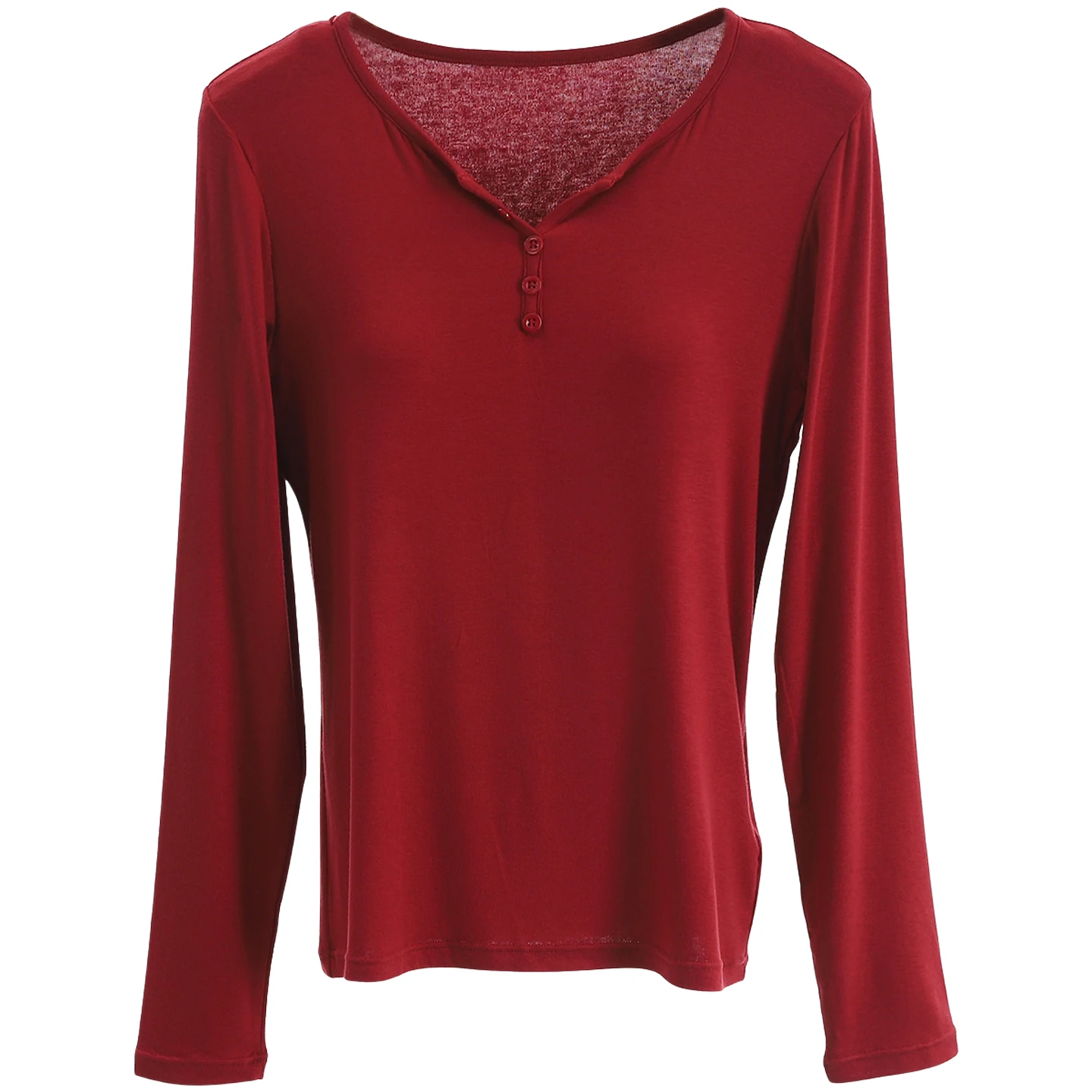 Basic  Color Slim Fit Comfortable Women's T-shirt Breathable Base Layer Shirt Fashionable Commute Style Long Sleeve V-neck
