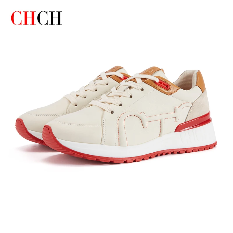 Women's Spring and Autumn Fashion Leather Material New Sports Shoes Simple Retro Solid Color Casual Flat Shoes