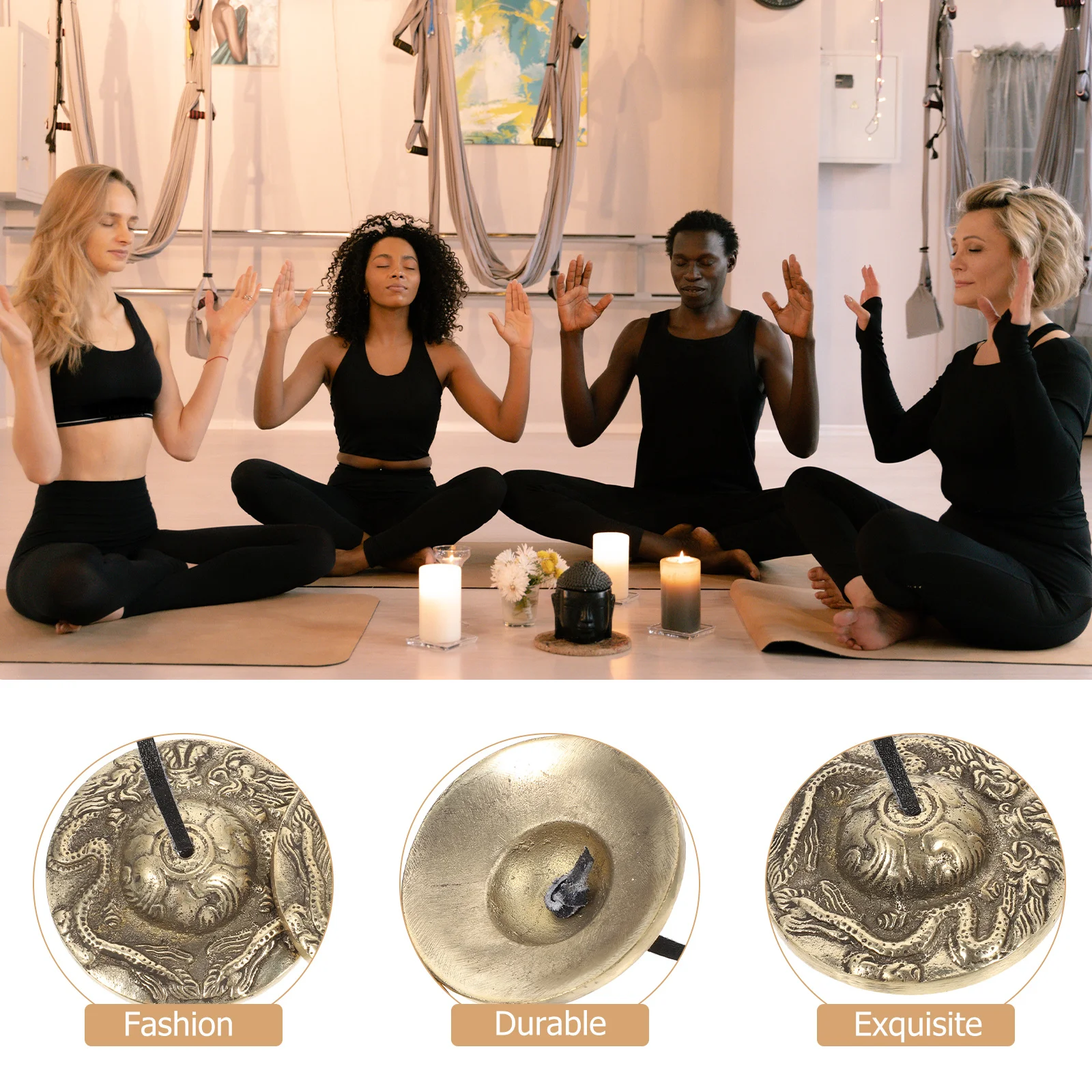 

Bronze Cymbal Rhythm Bell Hand Held Musical Instruments Small Ringing Vintage Cymbals Chimes