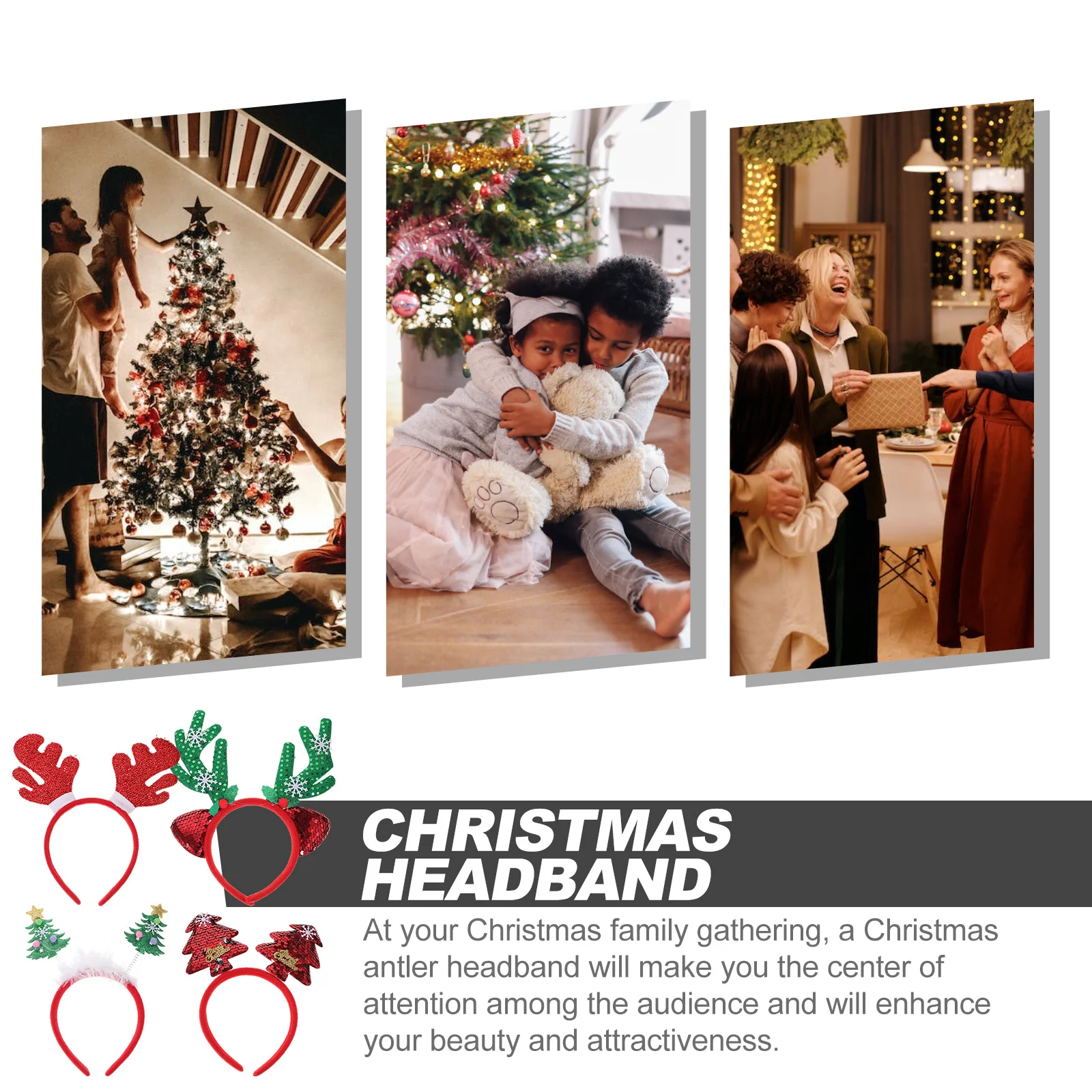 

4Pcs Christmas Headband Antler Tree Hair Accessories Party Favors Xmas Headdress Reindeer Antlers Christmas Headband