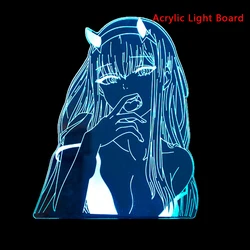 Anime Zero Two 3d Lamp Figure Nightlight Child Girls Manga Gift Night Light Lamp Darling In The Franxx Acrylic Light Board