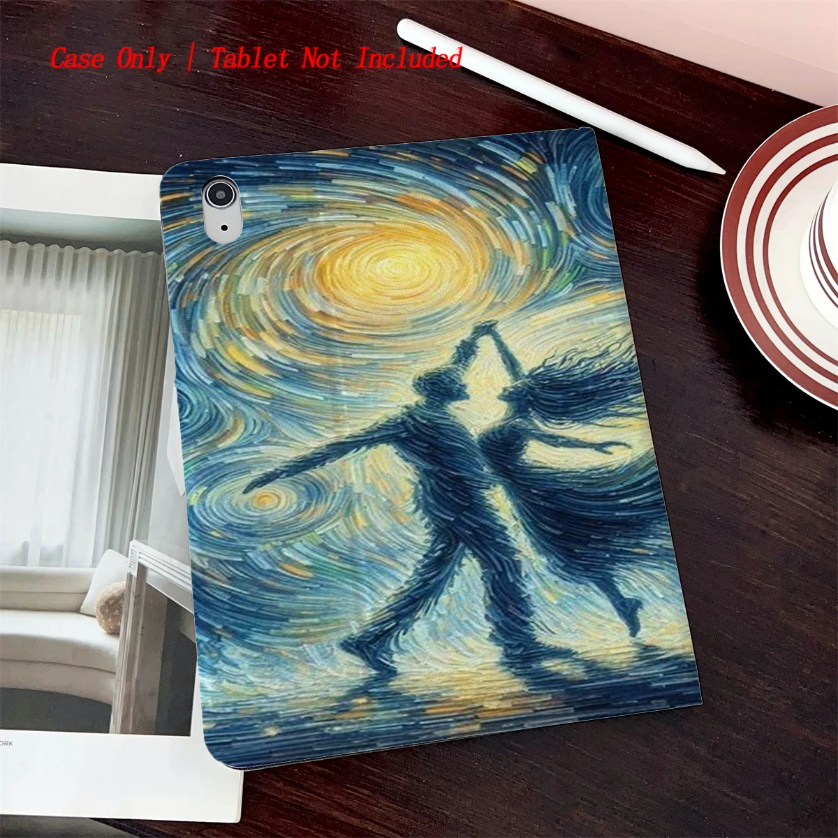 

8 Fresh Style Printed iPad Case, 360° Rotating Stand & Pen Slot,Book Style, Auto Sleep/Wake, Compatible with Various Apple iPads