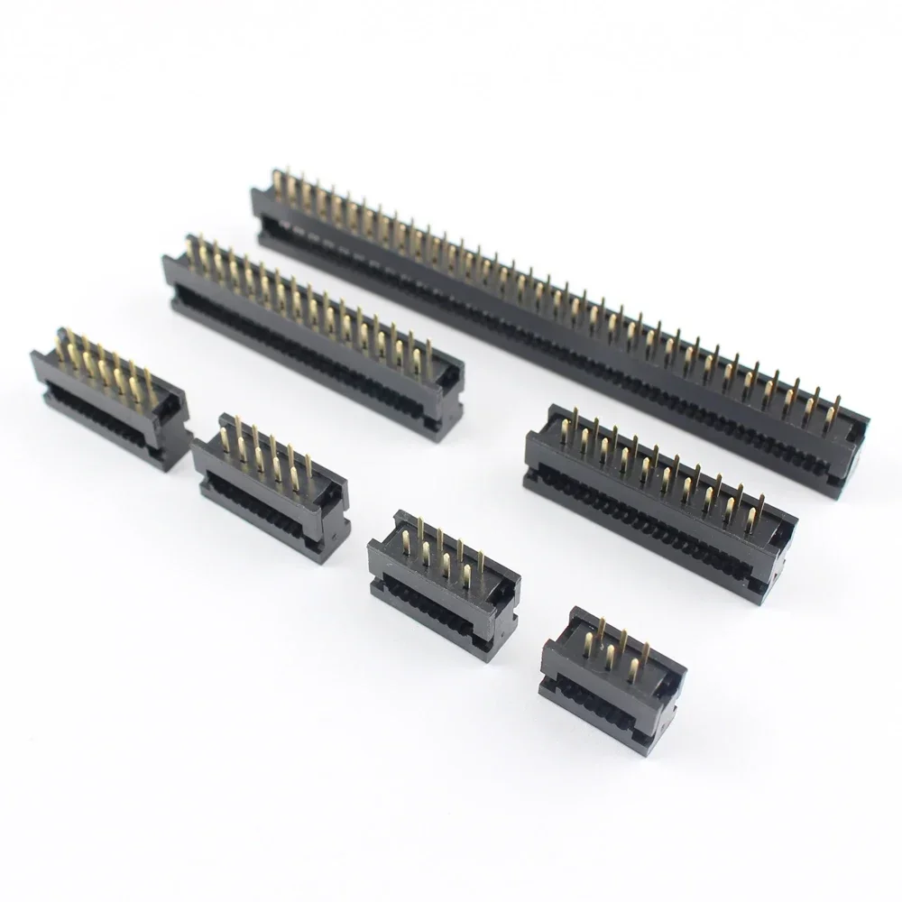 10pcs 2.54mm Pitch 6/8/10/12/14/16/18/20/24/26/30/34/40/50/64 Pin FD Male Header IDC Connector For 1.27mm Pitch Flat cable 6P 8P