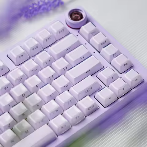 Womier Purple Clear Side Printed Custom Keycap Crystal Jelly Keycaps 113 Key OEM Profile for Cherry MX Switches Gaming Keyboard