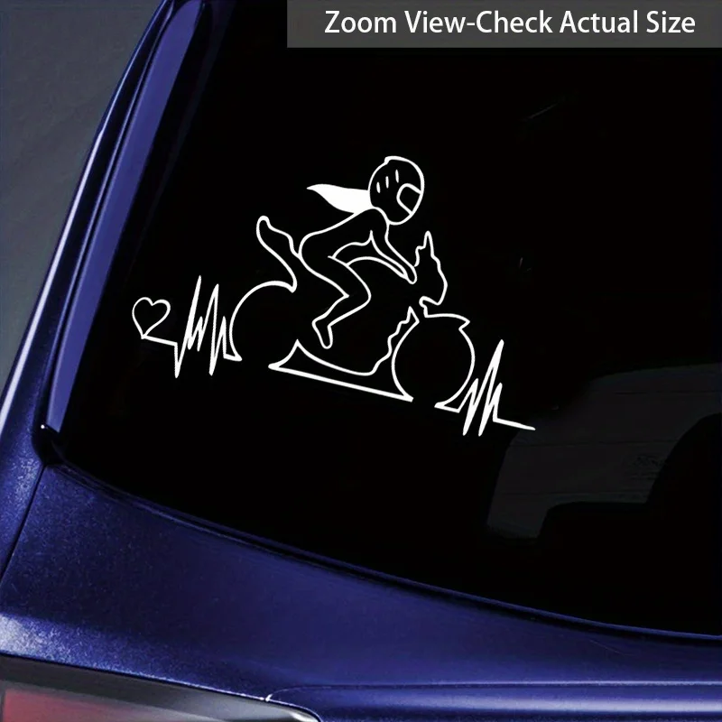 Female Rider Heartbeat Sticker Waterproof Vinyl Decal for Car Truck SUV Toolbox Guitar Scooter Motorcycle Decor