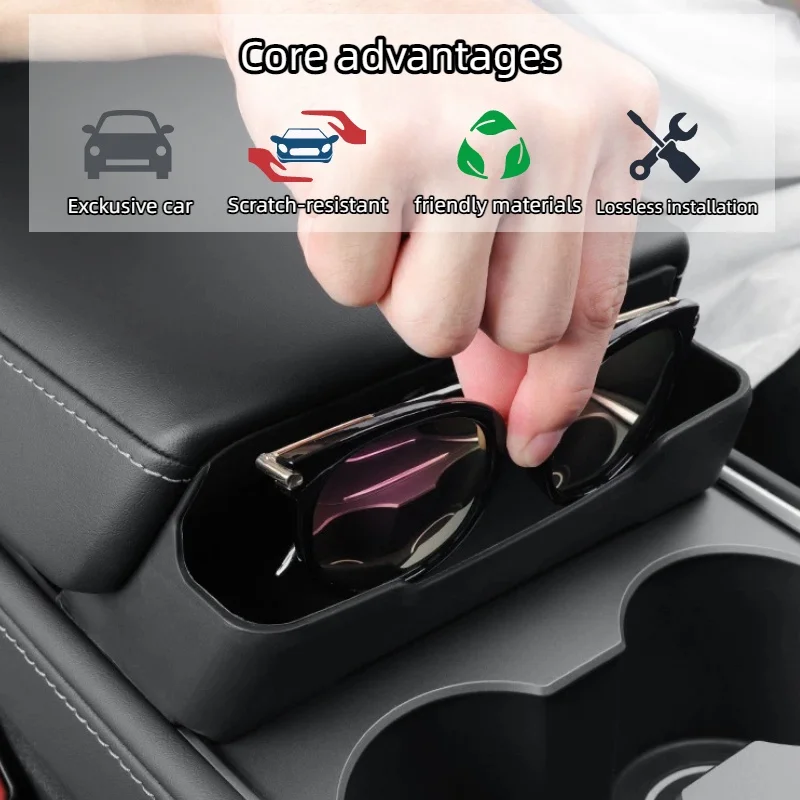 For Tesla Model Y Glasses Case Tray Central Control Armrest Sunglasses Card Key Storage Organizer Silicone Interior Accessories