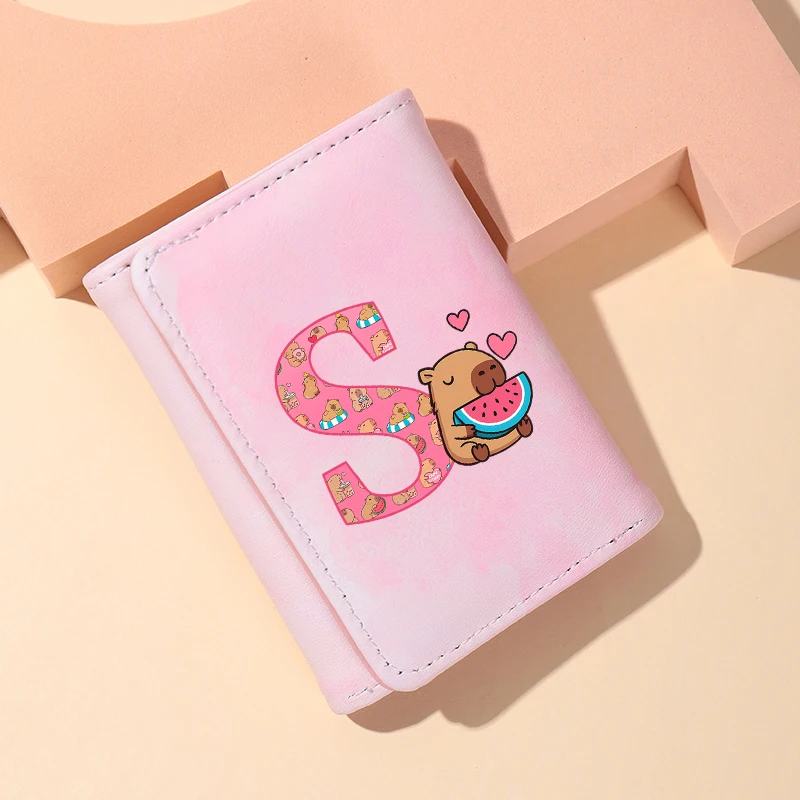 Portefeuille Capibara pour femmes, sac de rangement pour cartes d'identité, motif dessin animé, élégant, portable, porte-cartes de crédit, cadeau