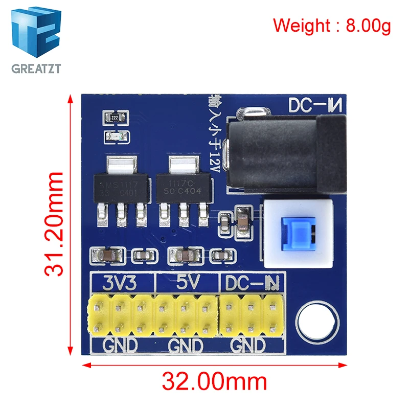 GREATZT DC-DC 12V To 3.3V 5V Buck Step down Power Supply Module For Arduino