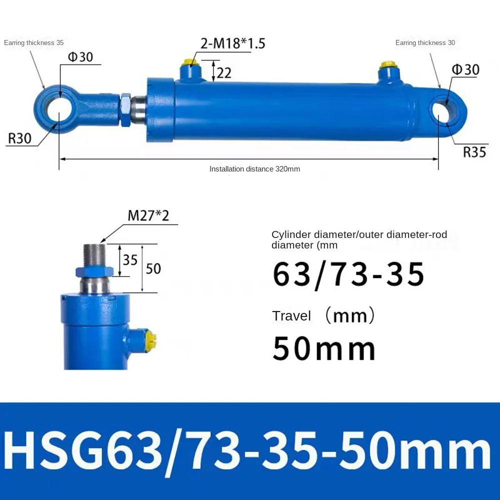 For 5 ton hydraulic cylinder hydraulic cylinder two-way lift small heavy-duty oil top hydraulic station diesel splitting machine