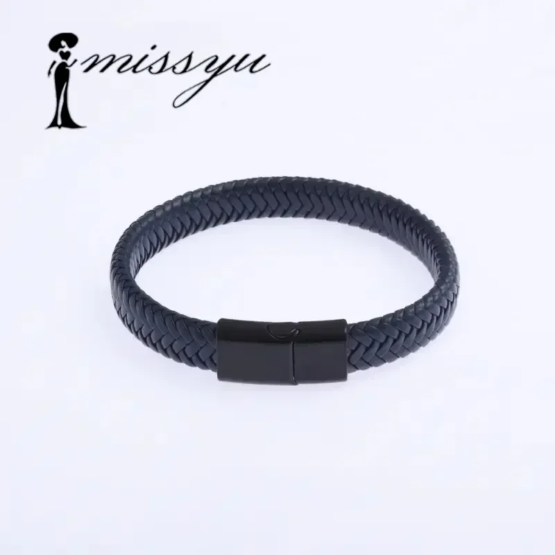 Black PU Leather Magnetic Bracelet Men's Mature and Stable and Elegant Giving Men The Best Gift for Men