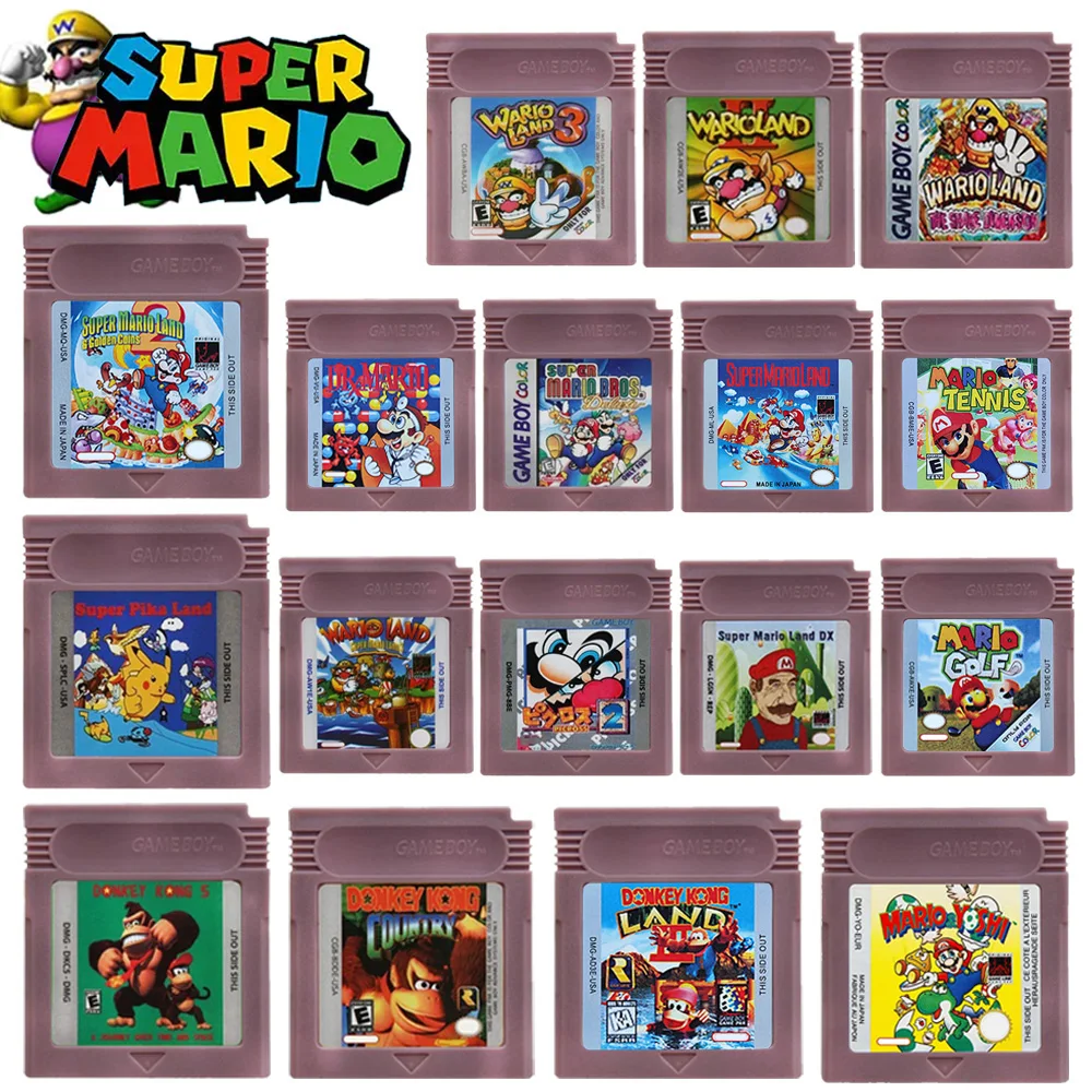 GBC 16 Bit Game Video Game Cartridge Console Card Wario Land Donkey Kong Wario Land 2 Yoshi for GBC/GBA