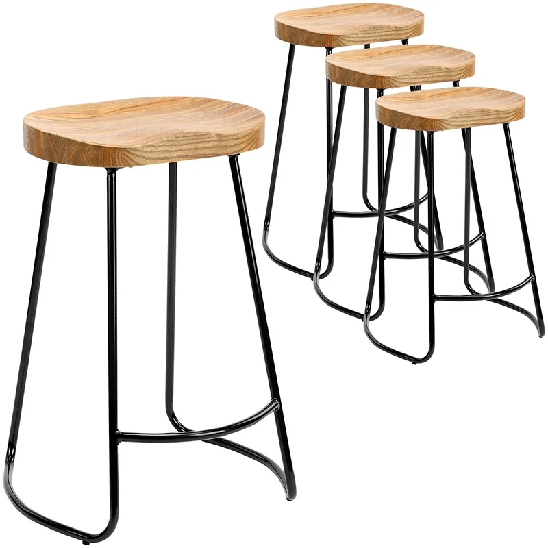 Zähler Hocker Nordic Morden Design Holz Sitz Barhocker 66CM Hohe Barhocker Stuhl Für Küche Restaurant Esszimmer Bar