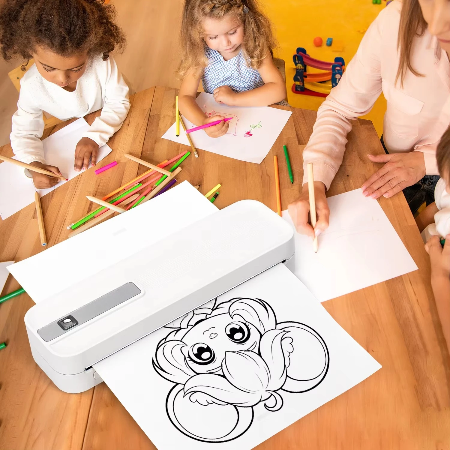 2600mah Battery Rechargeable Inkless for Student Home Work ECO-Friendly A4 Size Thermal Paper Portable Printer