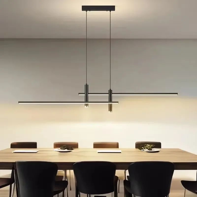 2025 Modern Led Pendant Light 120cm 150cm Long Strip Dining Table Lamp Suspension Chandelier For Living Dining Room Lighting Fix