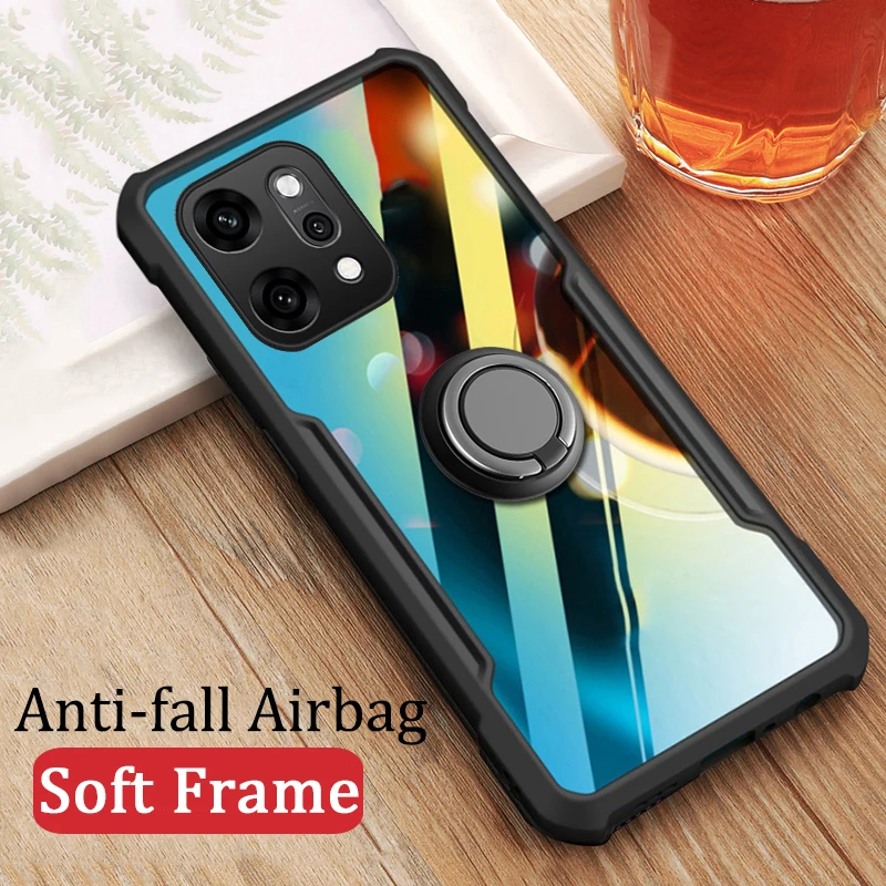 حافظة لهاتف OPPO Reno 14 Pro 5G 14F حافظة شفافة من الأكريليك بولي يوريثان إطار ناعم غطاء خلفي OPPO Reno 14 Pro 14F 5G حامل مغناطيسي حلقة Coque