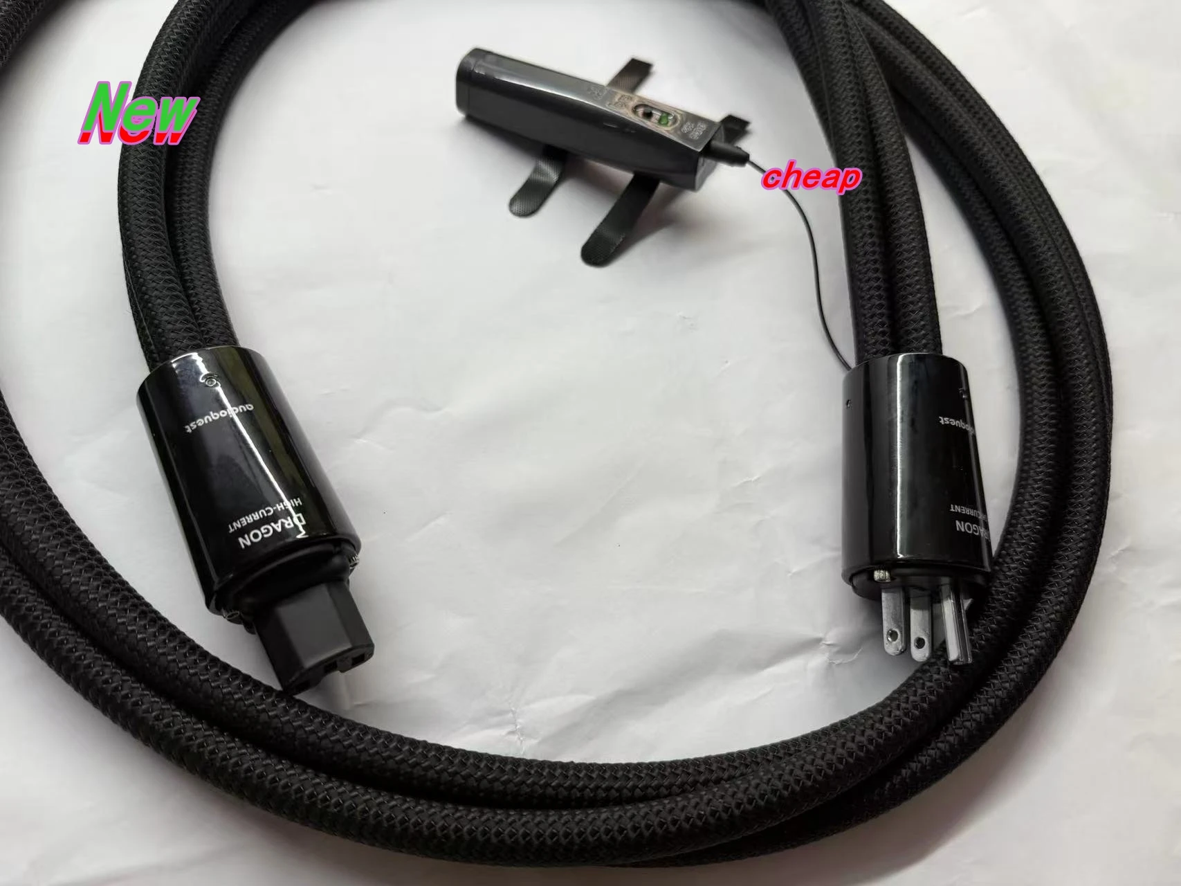 NEW..New.Dragon high current with low Z / noise dissipation 3-Pole AC power supply power cord US and EU Schuko plug