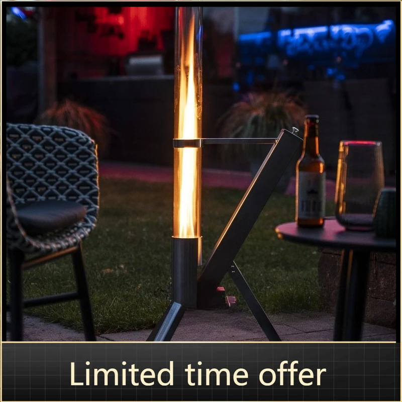 Portable Outdoor Glass Heating Stove, Stainless Steel Rocket Stove for Camping, Efficient Home Heating