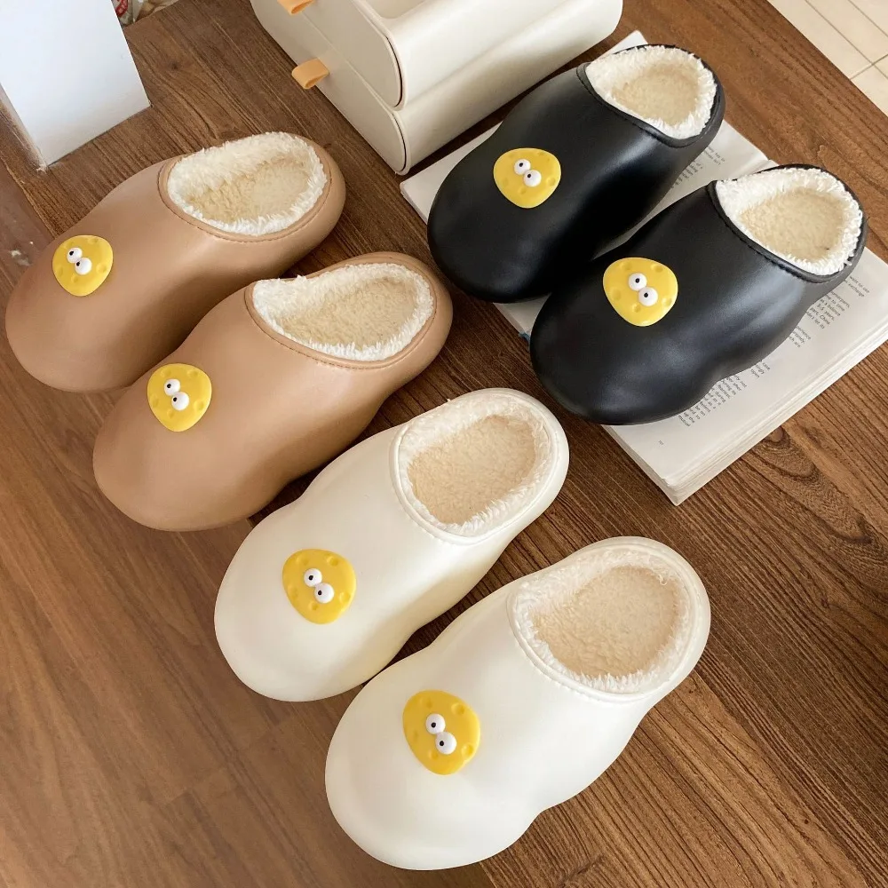 New Autumn and Winter Cotton Slippers Women's Non-Slip Waterproof down Insulated Cotton-Padded Shoes Men's Thermal Home