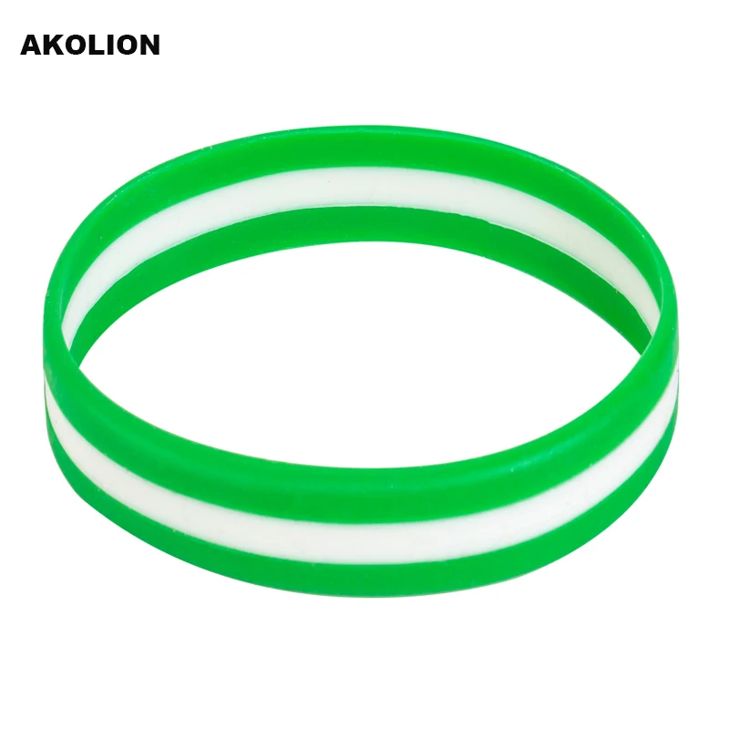 Green White Green Silicone Rubber Bracelets Gay Lesbian Wristband Jewelry 3pcs