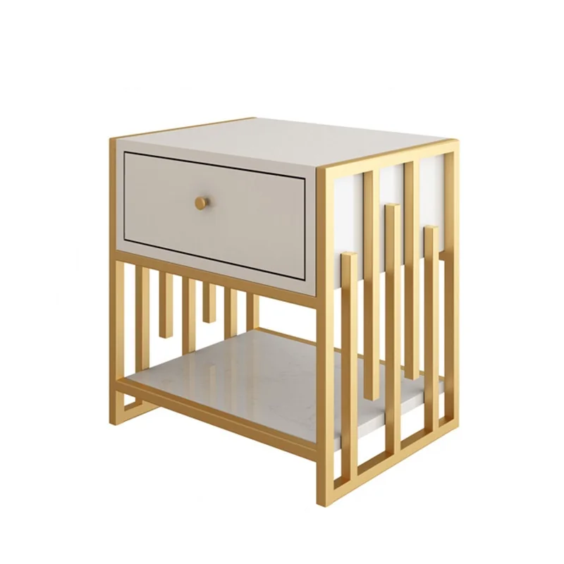 

Nordic Light Luxury Simple Modern Bedside Cabinet Marble Small Family Metal Bedroom Storage Cabinet Nightstand