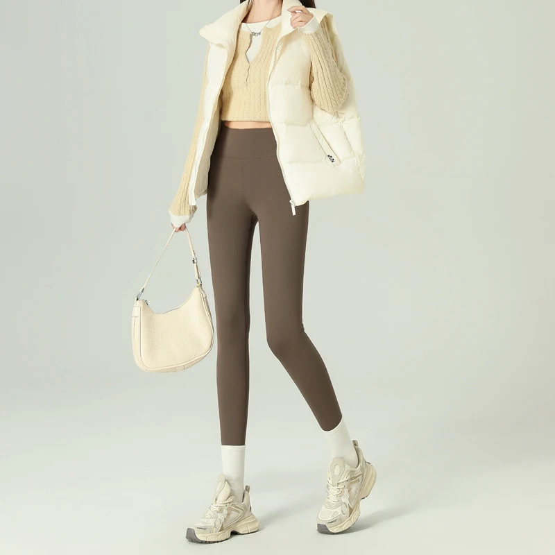 Herfst Winter Fleece Shark Broek voor Vrouwen Koreaanse Hoge Taille Panty Warme Legging Vrouw Elastische Pluche Sport Yoga Broek Vrouwelijke