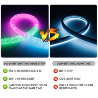 WS2812B WS2811 DC5V Round Reticulate Pattern Neon LED Strip 50Leds/m 360 Degree Smart RGBIC Flexible  Silicone Light Tape IP67 2