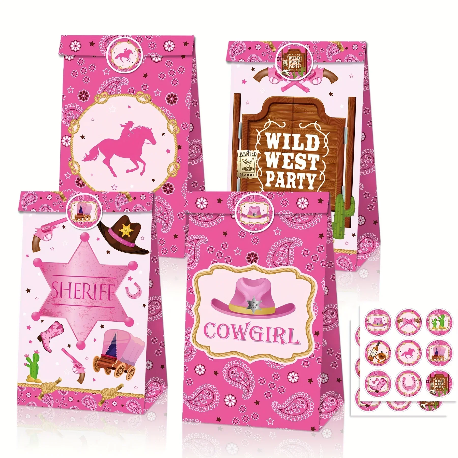 12pcs-sacos-de-embalagem-de-presente-de-cowboy-feminino-18-adesivos-rosa-ocidental-cowgirl-festa-presente-saco-de-papel-marrom-cowboy-sacos-de-doces