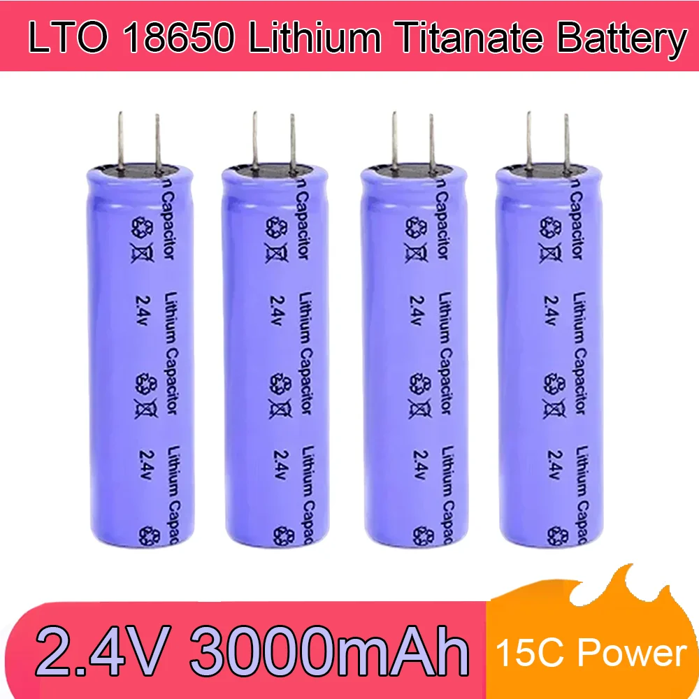 

15C Power Rechargeable Low Temperature Battery LTO 18650 Lithium Titanate Cell 2.4V 3000mAh Cells 25000 Cycle Times