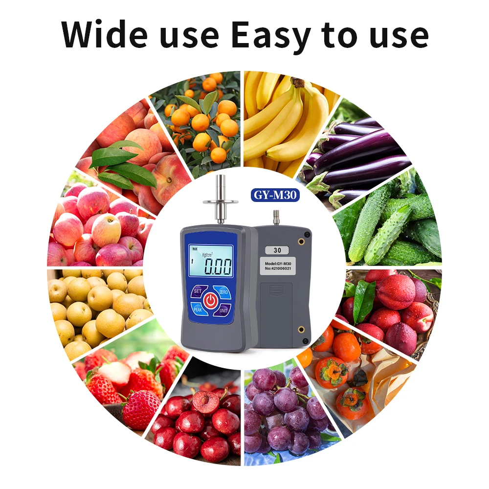 Imagem -02 - Digital Fruit Dureza Tester Penetrômetro de Frutas Durômetro de 0.2 a 15 a 25.4 a 30 kg Gama Gy-m30 M15