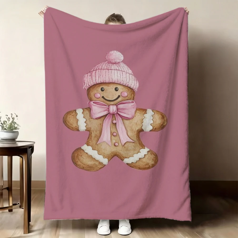 Lollipop Blanket Soft Christmas Candy Cane Soft Flannel Cozy Warm Blankets For Sofa Bed Glitter Bowknot Winter Sweet Decor