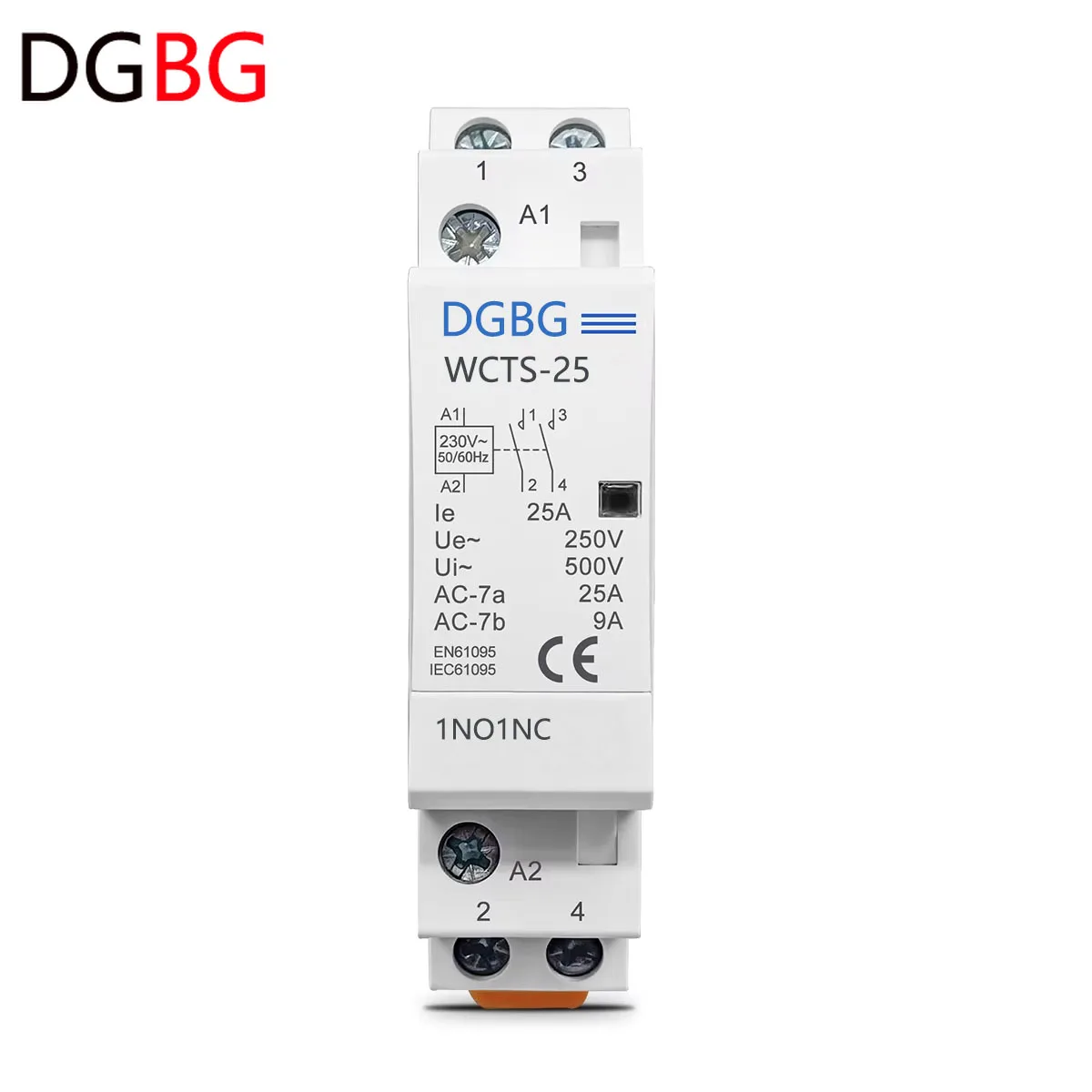 DGBG 2P 16A 20A 25A 220V/230V 50/60Hz Din Rail Household AC Modular Contactor 2NO 1NO1NC 2NC