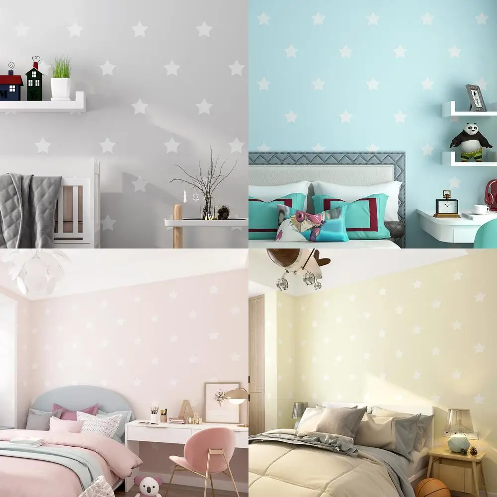 

Star Wallpaper for Kids Room Non Woven Wall Mural Blue Sky Clouds Design for Girls Bedroom Princess Style for Boys Room Blue Dec