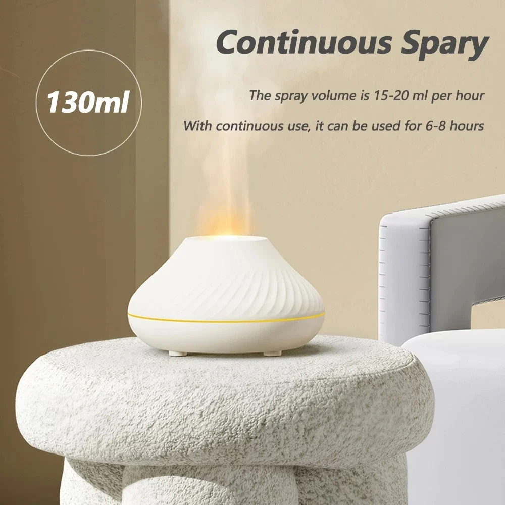 130ml Aroma Diffuser Air Humidifier Ultrasonic Cool Mist Maker Fogger Led Essential Oil Flame Lamp Difusor
