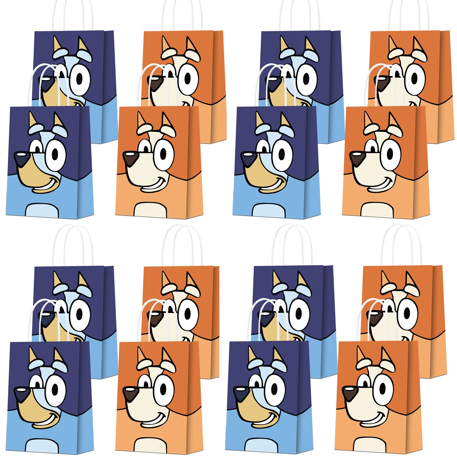 Zestaw 12/16 szt. Torebek na prezenty z motywem Bluey, Bingo, Anime, na przyjęcie urodzinowe dla dzieci, torby na ciasteczka, cukierki, torby do pakowania prezentów, artykuły na przyjęcie