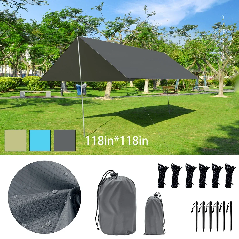 New 10x10FT Camping Tent Oxford Waterproof Big Space Sun Shelter Ultralight Awning Family Glamping Outdoor Folding Tent  Camping