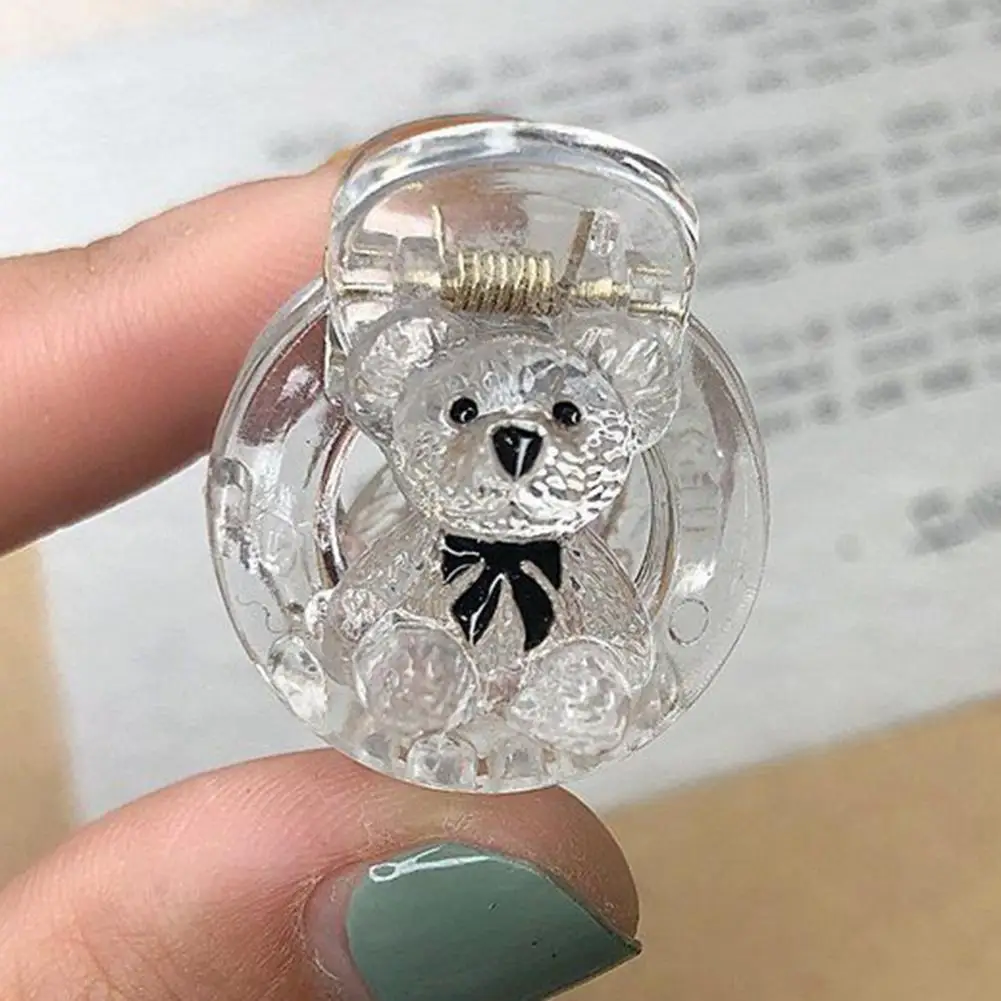 Women Hairpin Transparent Small Exquisite Hair Claw Non-slip Portable Fix Hair Cartoon Bear Decor Hair Clamp With Tooth