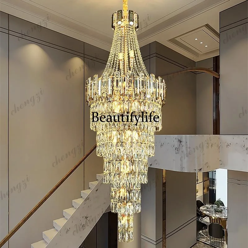 Stairs Empty hall lights Modern, living room Duplex building Hotel lobby hall chandelier