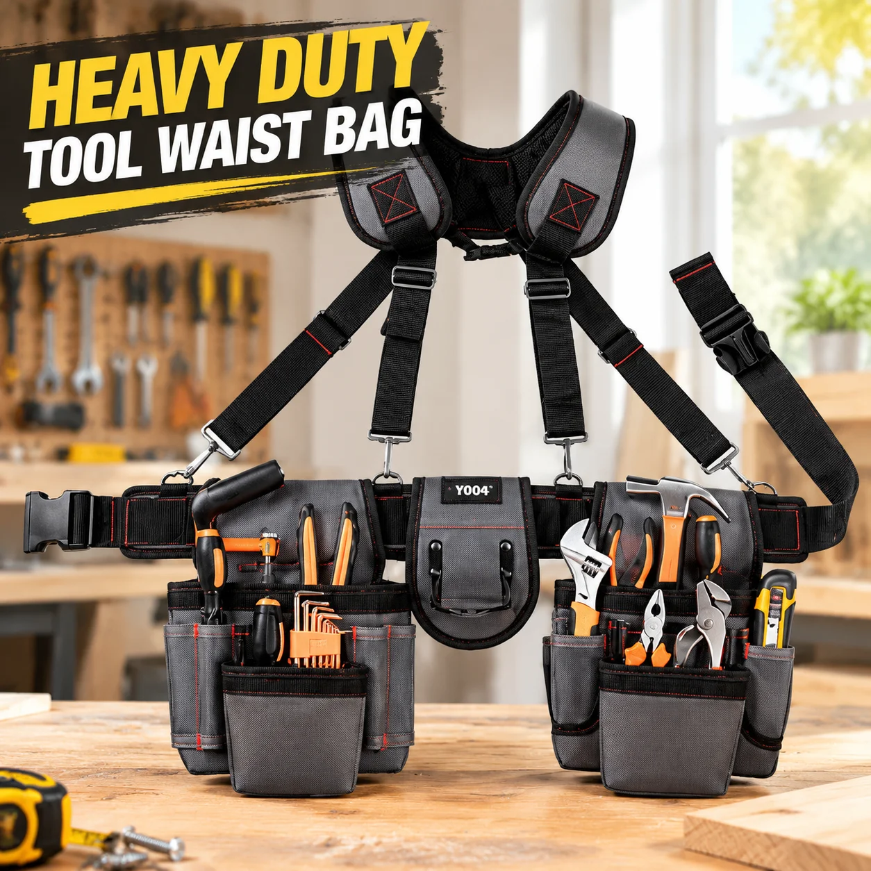 Tool Waist Bag Heavy Duty Thickened Oxford Cloth Waterproof Dustproof Tear Resistant Multi Purpose Load Bearing Tool Organizer