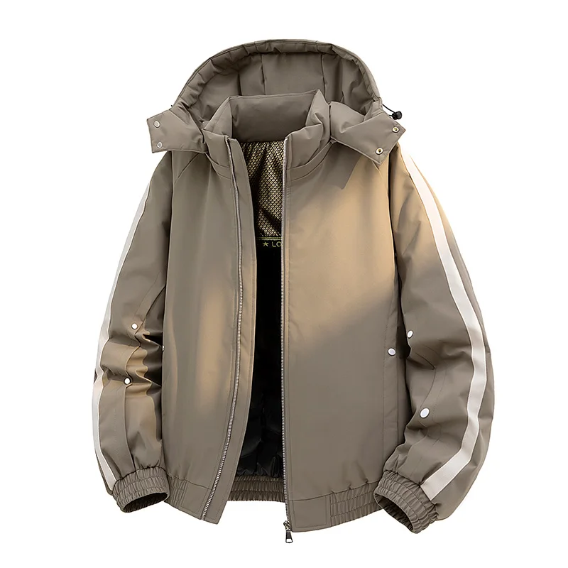 الشتاء الرجال في الهواء الطلق موضة الاتجاه يندبروف تنفس مقنعين أسفل سترة عالية الجودة العصرية الدافئة والباردة والدليل على سترة #3