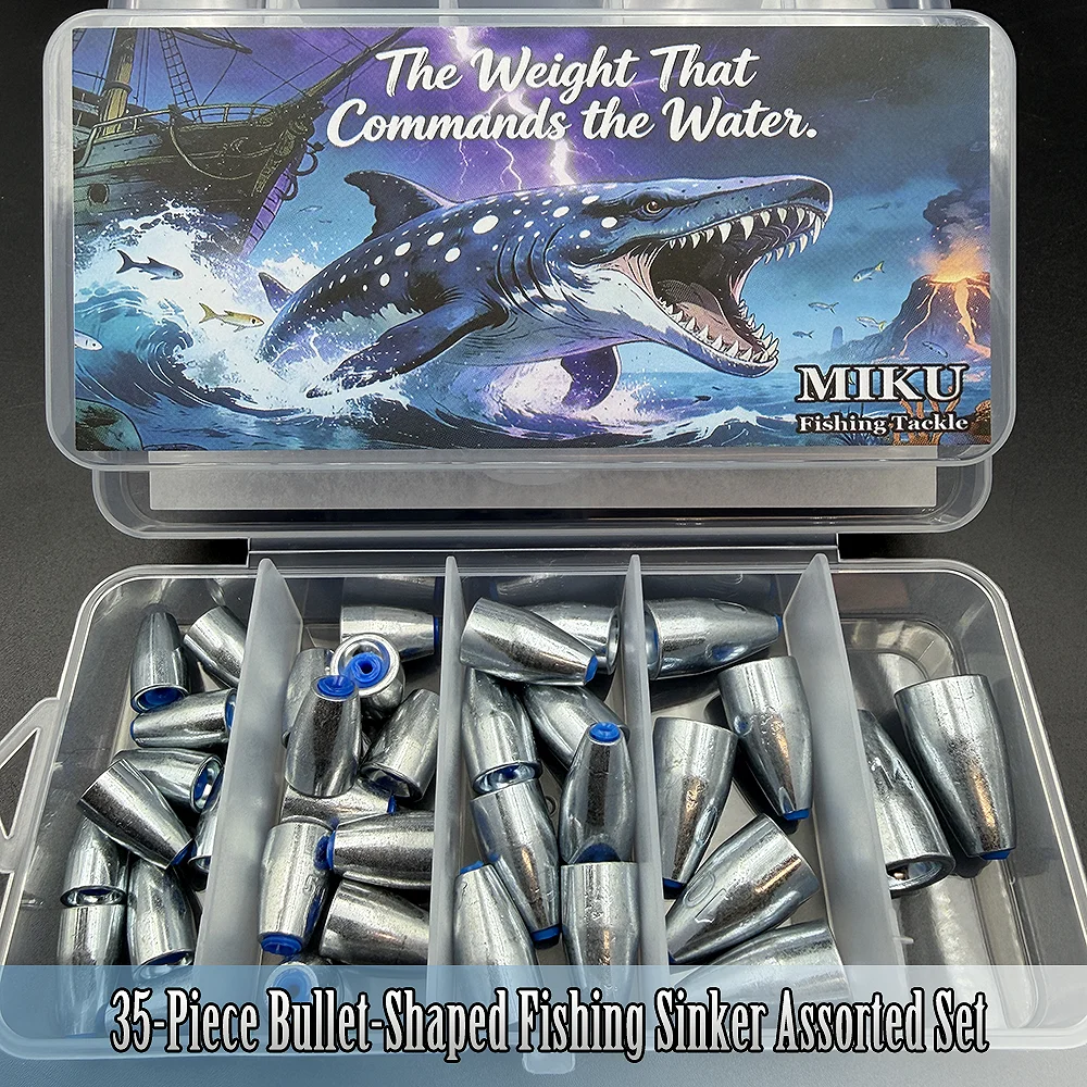 35 Stück pro Box mit verschiedenen Angelgewichtssets, Stahl-Angelzubehör, Süßwasser- und Salzwasser-Bass-Zubehör – Detail 1