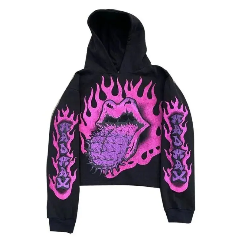 Y2k Gothic Fashion Skull Hoodie Autumn/Winter Hip Hop Long sleeved Coat Loose Hooded Sweatshirt