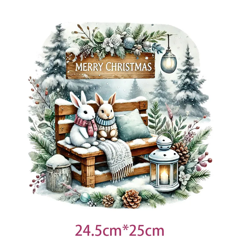 23 cm Kerst sneeuw auto huis Ijzer Op Warmteoverdracht Sticker Voor Kleding DTF Pinted Vinyl Thermische Applicaties Wasbare T-Shirt sticker