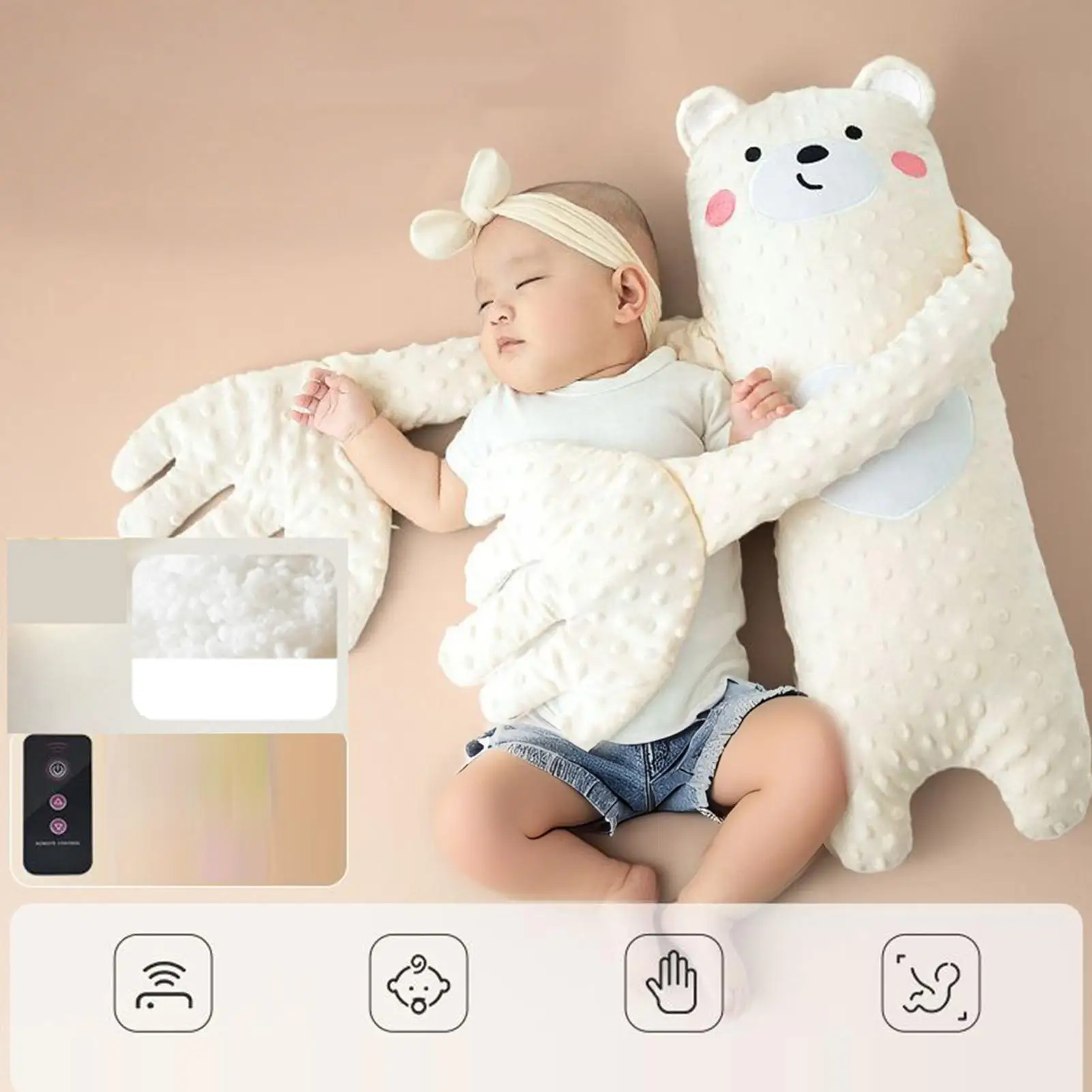 

Baby Sleeping Patting Pillow with Soothing Palm Remote Control Electric Baby Hand Pillow Soothing Doll Palm Patting for Toddler