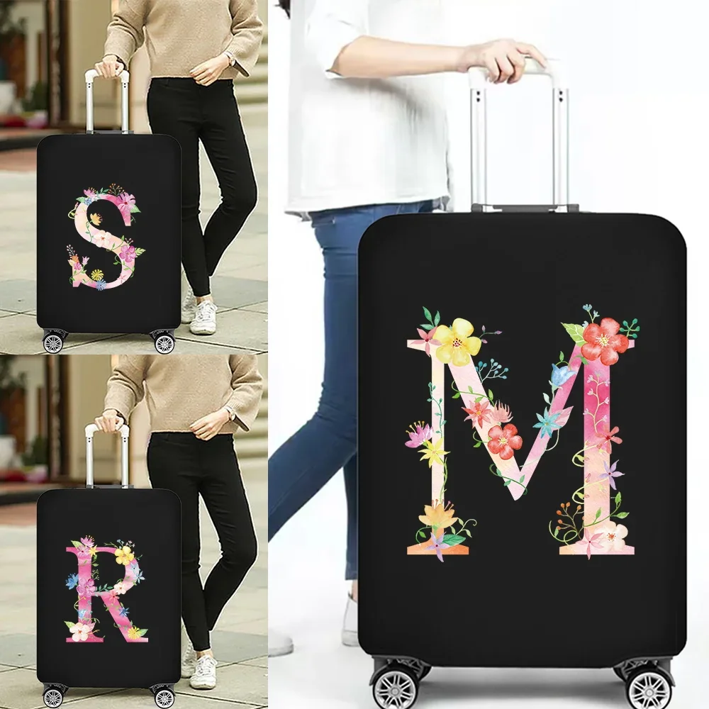 Luggage Protective Cover Pink Letter Series Thick Elastic Luggage Protective Covers Dust Anti-Scratch Protective Suitcase Covers