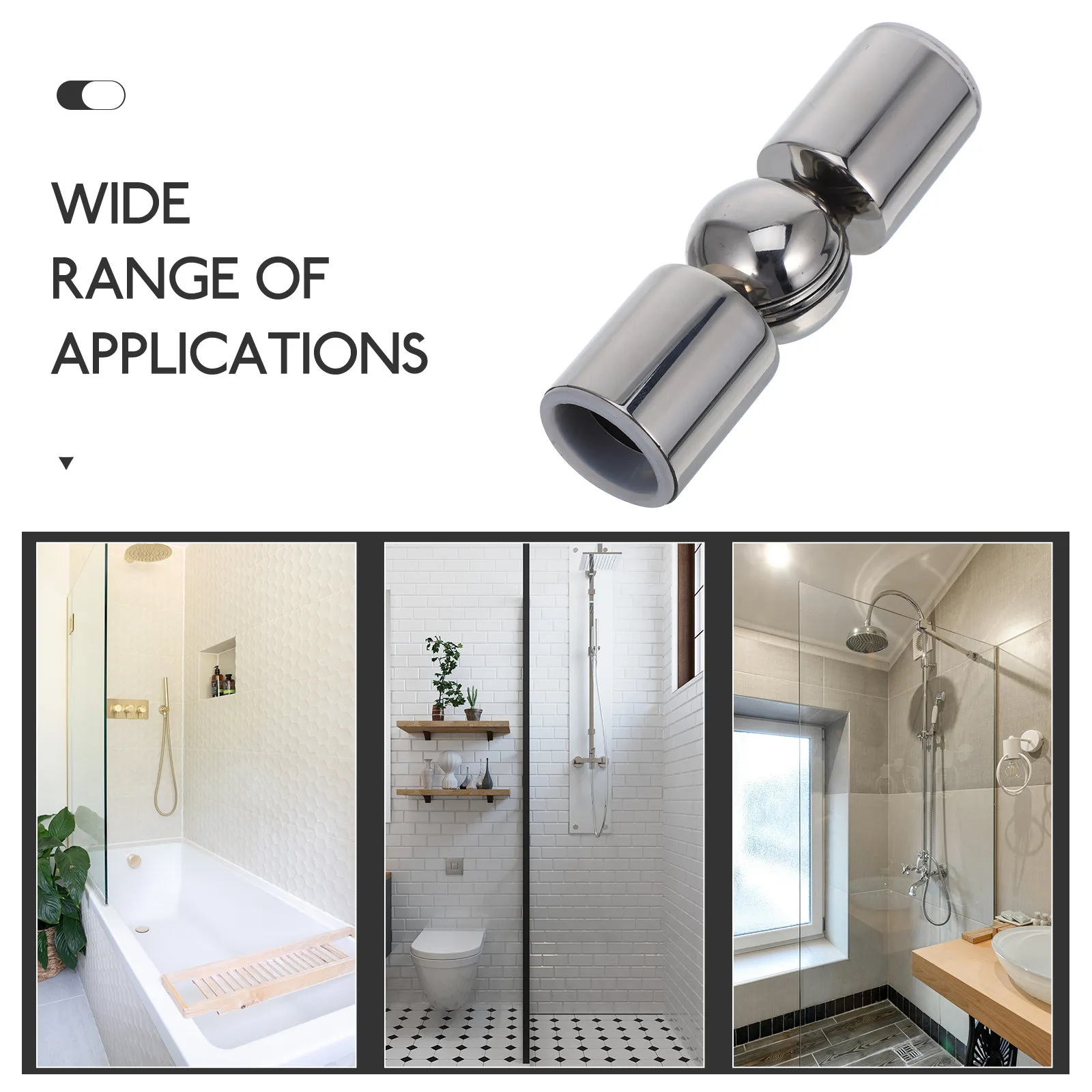 Hinged Connector for Curtain Rods Metal Tube Corner Fitting Adjustable Secure Fit for Glass Doors Living Room