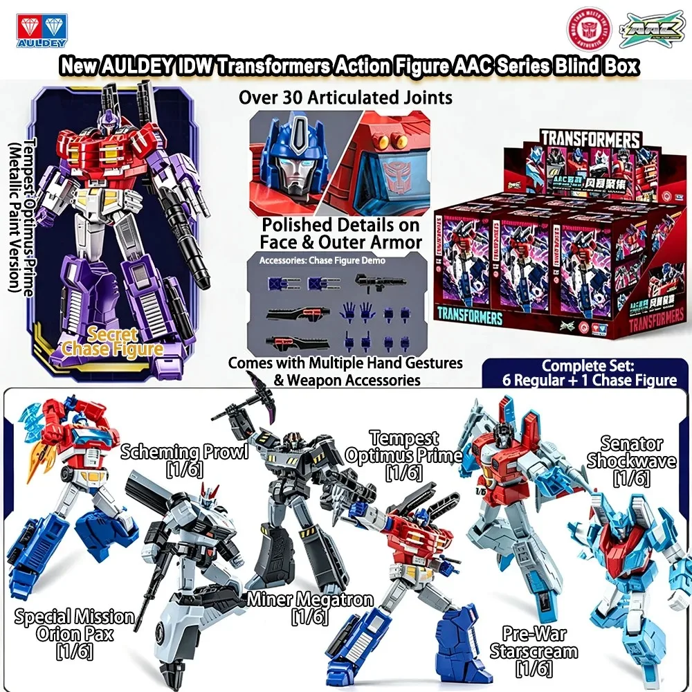 Figurine de collection IDW Transformers AULDEY AAC Blind Box Storm Gathering Mecha Model Optimus Orion 30+ Articulations Figurine d'action Jouets