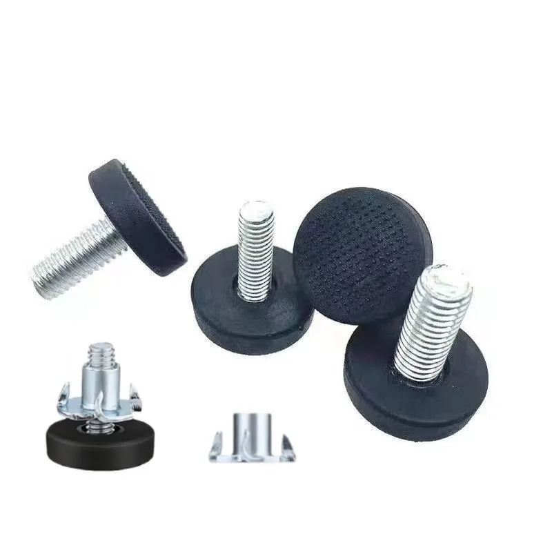 4 pies niveladores de muebles. |   Rosca M6, instalación sin herramientas, antideslizante, resistente, altura ajustable, tuerca en T |   Para: Hogar