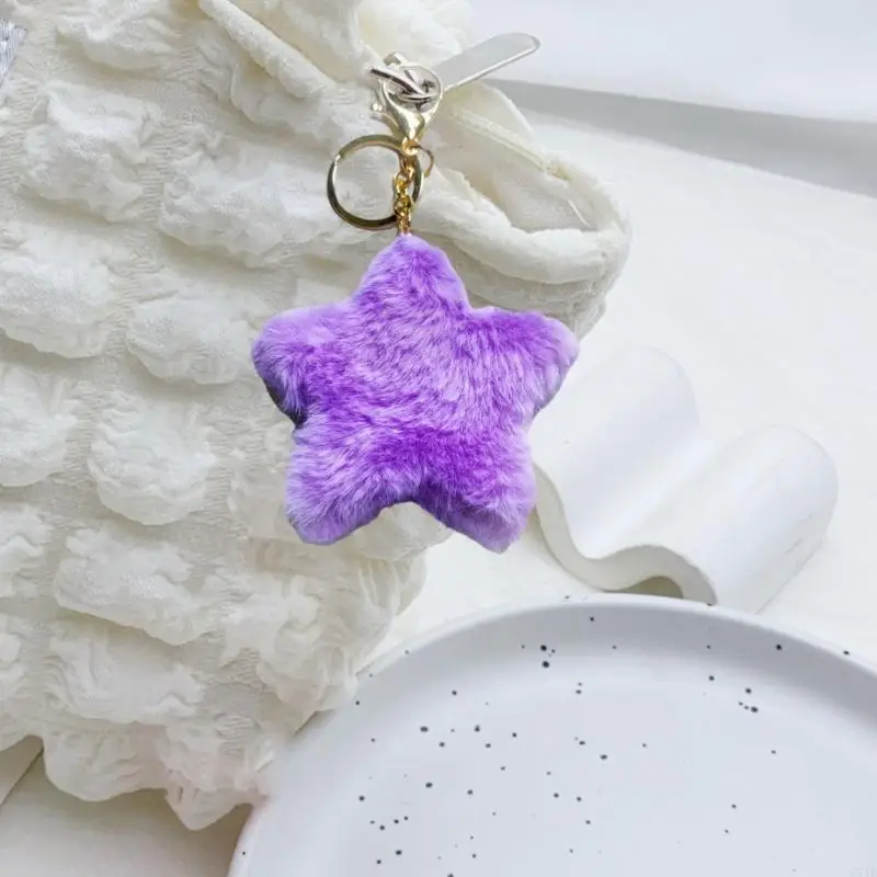 Plush Five Point Keyring Easy to Find Design Ornament for Daily Essential
