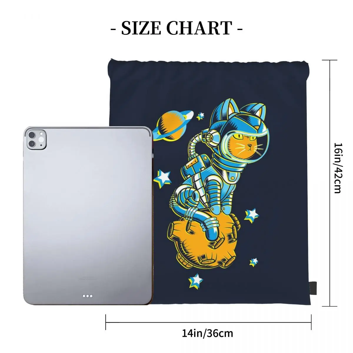 Space Cat Backpacks Casual Portable Drawstring Bags Storage Bag Book Bags For Man Woman Students