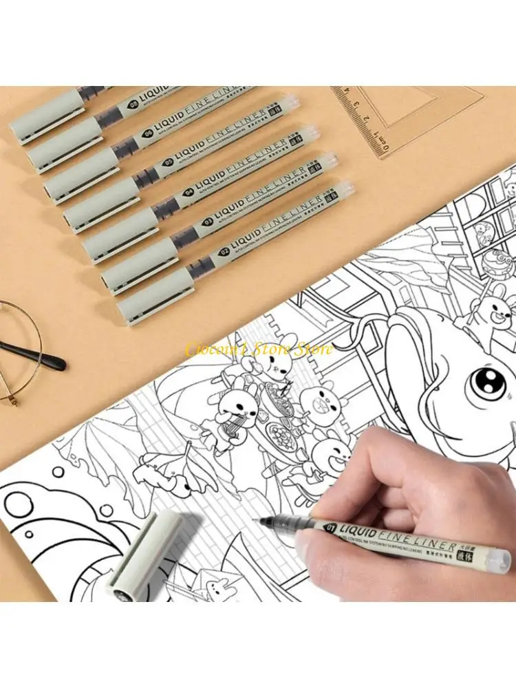 A3PC 3/4/5/6/7/8 pezzi Set penne da disegno impermeabili per schizzi fumetti